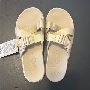 Chaco Cream Sandals with Adjustable Straps and Contoured Sole